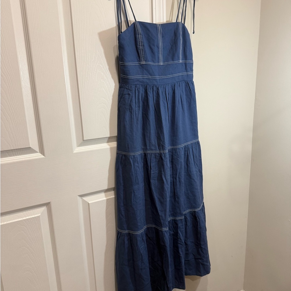 SKUNK Chic Blue Maxi Dress with Spaghetti Straps made in Brazil Sz 38